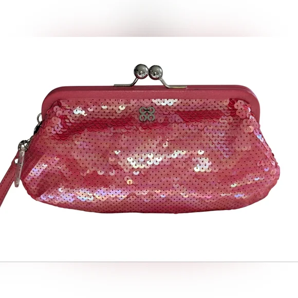 Coach Raspberry Pink Sequin Kisslock Clutch - Limited Edition